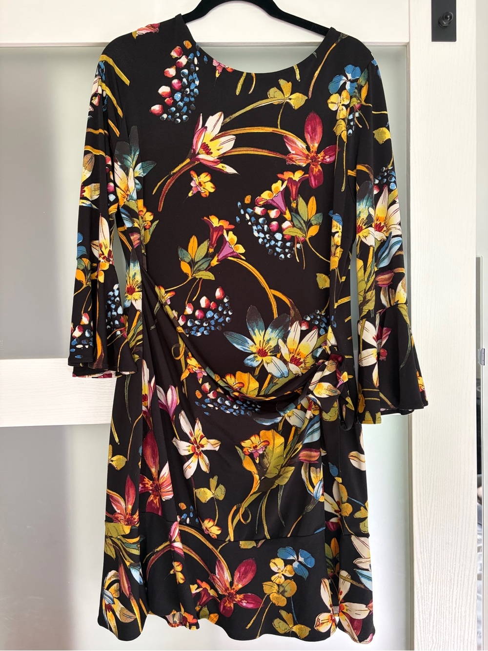 Beige by eci Black Floral Long Sleeve Dress